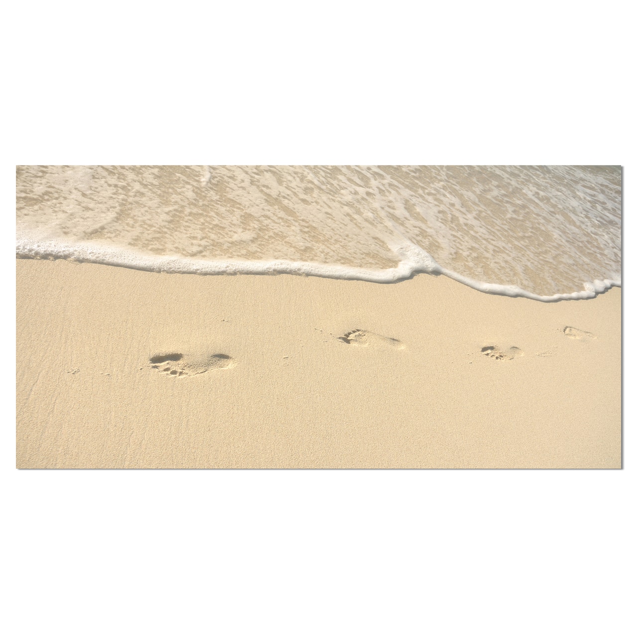 Designart - Footprints in Sand on the Beach - Modern Seascape Canvas Artwork